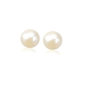 Freshwater Cultured White Pearl Stud Earrings 14k Gold (7mm)