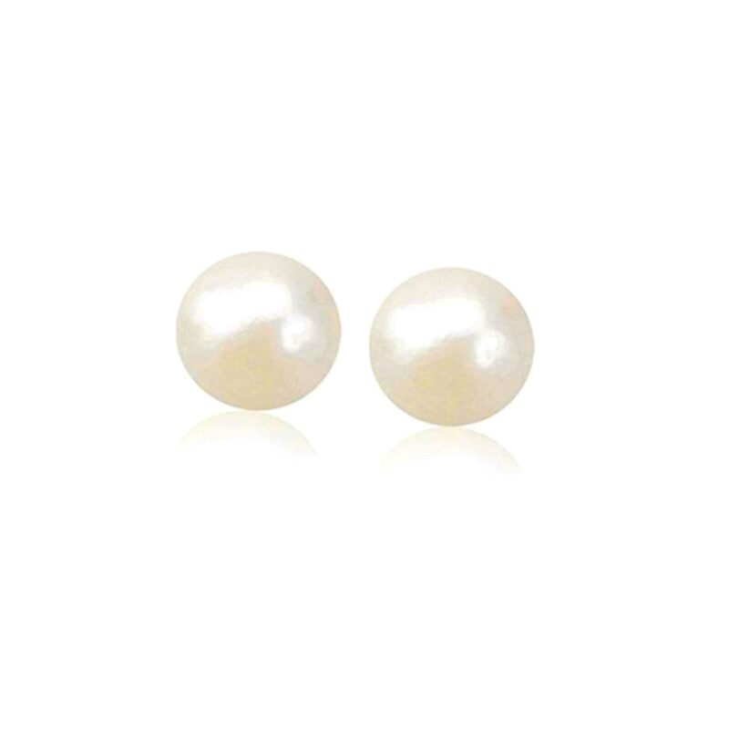 Freshwater Cultured White Pearl Stud Earrings 14k Gold (7mm)
