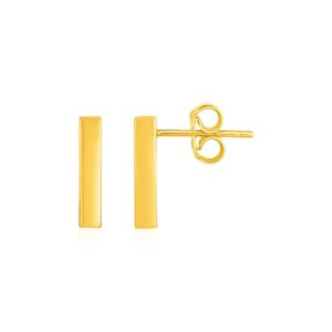 14k Gold Bar Stud Earrings