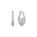 14K White Gold Claddagh Hoop Earrings