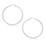 10k White Gold Medium Hoop Earrings Polished (1.5x30mm) 10k White Gold Medium Hoop Earrings Polished (1.5x30mm)
