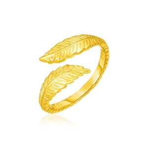 Leaf Toe Ring 14k Yellow Gold Bypass Style