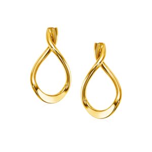 14k Gold Open Tear Drop Stud Earrings