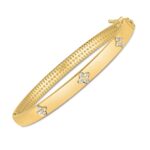 14k Yellow Gold Trilogy Clover Diamond Bangle Bracelet 5.4mm