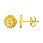 14k Gold Round Angel Stud Earrings (8mm)