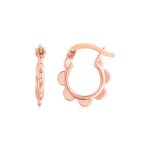 14k Rose Gold Scalloped Hoop Earrings