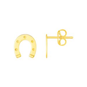 14 Karat Solid Gold Horseshoe Stud Earrings