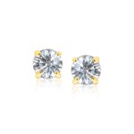 14k Yellow Gold Stud Earrings with White Hue Faceted Cubic Zirconia (7mm) 14k Yellow Gold Stud Earrings with White Hue Faceted Cubic Zirconia (7mm)