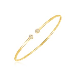 14k Gold Diamond Cluster Bangle High Polish (2.00 mm)