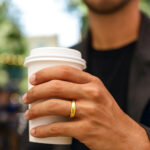 Real 14K Yellow Gold Graduated Dome Ring for Men