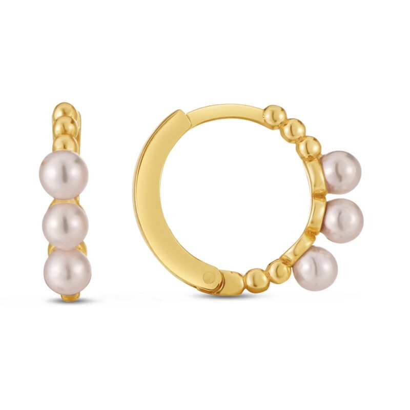 Pearl Huggie Earrings 14k Gold