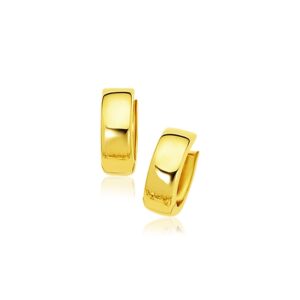 14k Yellow Gold Short Snuggable Hoop Earrings