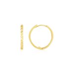 14k Gold Huggie Earrings Diamond Cut Textured