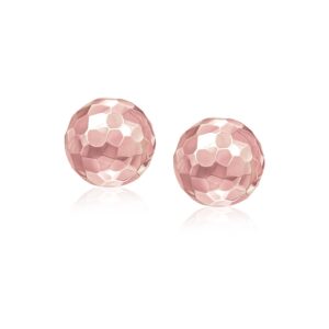 14k Rose Gold Round Stud Earrings Faceted Style (7mm)