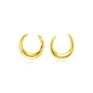 14k Yellow Gold Moon Stud Earrings