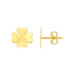 14K Yellow Gold Four Leaf Clover Earrings (10mm)