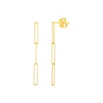 14k Yellow Gold Paperclip Vertical Chain Dangle Earrings 14k Yellow Gold Paperclip Vertical Chain Dangle Earrings