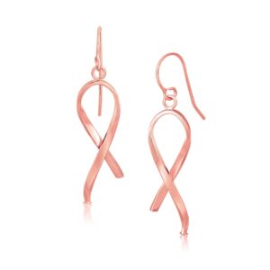Ribbon Drop Earrings 14k Rose Gold Polished