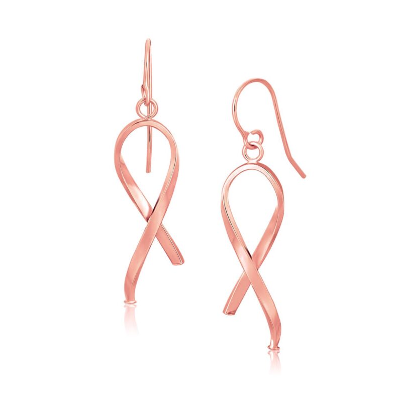 Ribbon Drop Earrings 14k Rose Gold Polished
