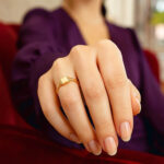 14K Yellow Gold Small Square Signet Ring for Women