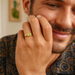 14K Yellow Gold Small Square Signet Ring for Men
