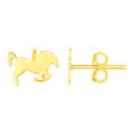 14K Yellow Gold Horse Stud Earrings