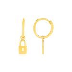 Padlock Huggie Hoop Earrings 14k Solid Gold