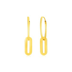Paperclip Huggie Hoop Earrings Link Drops 14k Gold