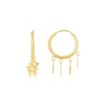 Endless Star Charm Huggie Hoop Earrings 14K Gold