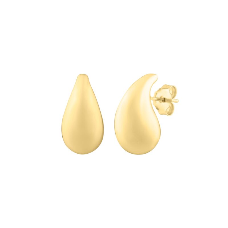 Small Raindrop Studs Earrings 14k Gold (19.50x9.80 mm)