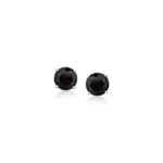 14k White Gold Stud Earrings with Black Faceted Cubic Zirconia (5mm) 14k White Gold Stud Earrings with Black Faceted Cubic Zirconia (5mm)