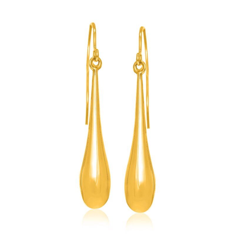 14k Gold Long Teardrop Dangling Earrings