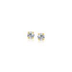 White Cubic Zirconia Stud Earrings 14k Gold (2mm)