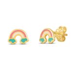 14k Gold Rainbow Studs Colorful
