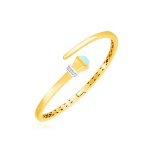 14k Yellow Gold Hinged Bangle Bracelet Crossover Style (3.40 mm)