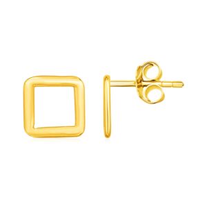 14k Gold Open Squares Stud Earrings