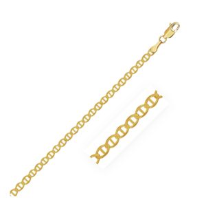 10k Yellow Gold Mariner Link Anklet 10 Inch 3.2mm