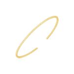 14k Gold Bead Cuff Bangle High Polish (2.00 mm)