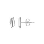 Rectangular Stud Earrings 14k White Gold Polished