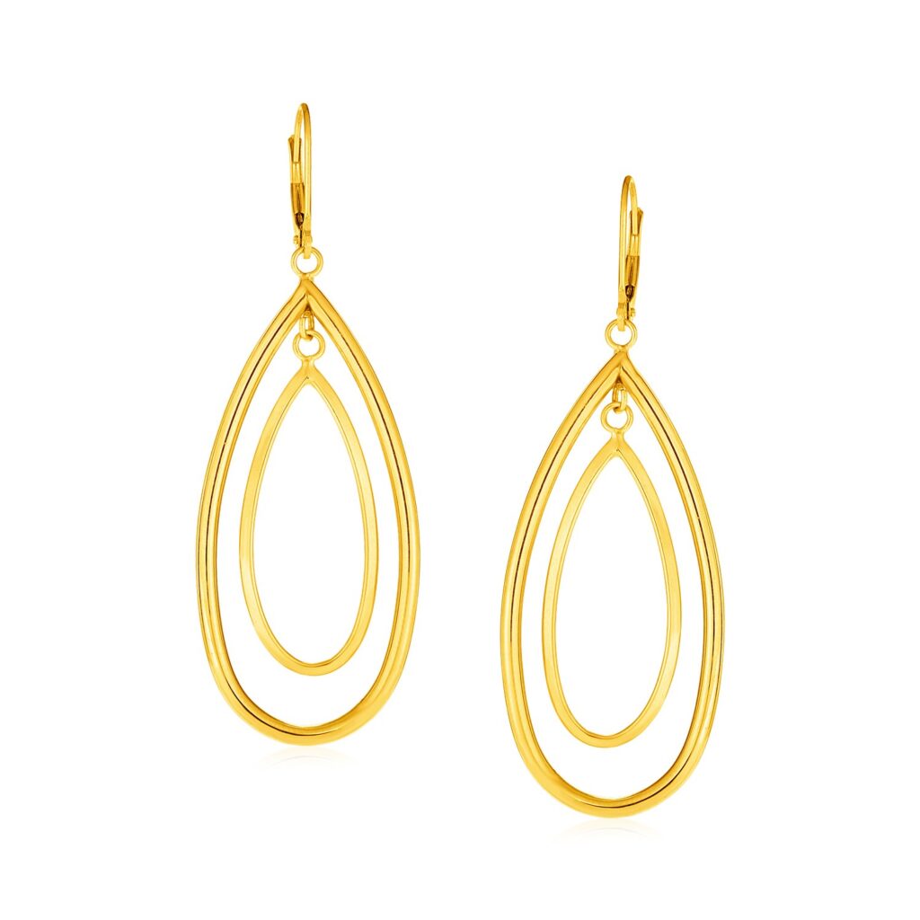 Gold Plated With Stone Teardrop Drop Earring For Women