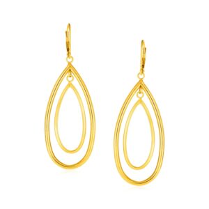 14k Gold Earrings with Double Teardrop Dangles