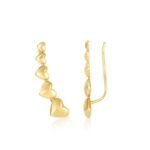 Graduated Heart Climber Stud Earrings 14k Yellow Gold