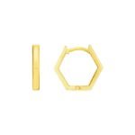 14k Gold Hexagon Huggie Hoops Earrings