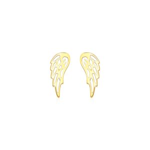 Wing Post Earrings 14k Yellow Gold Polished