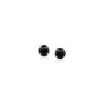 14k White Gold Stud Earrings with Black Cubic Zirconia (4mm)