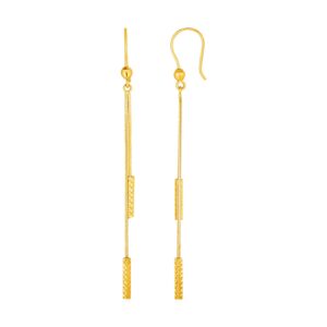 Long Bar Drop Earrings 14k Solid Gold