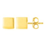 14k Gold Cube Stud Earrings