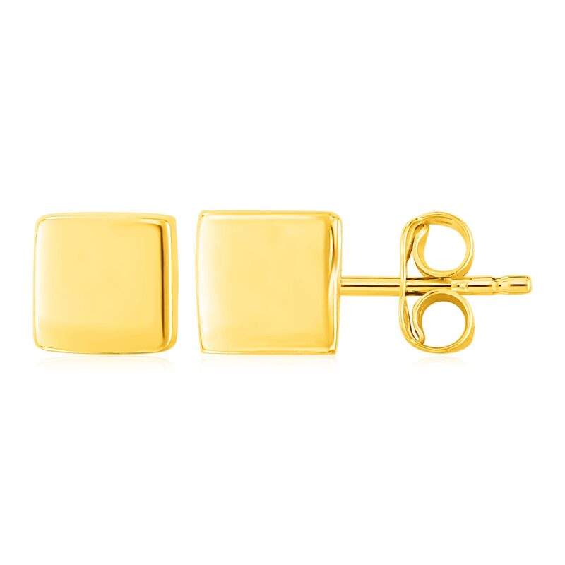 14k Gold Cube Stud Earrings