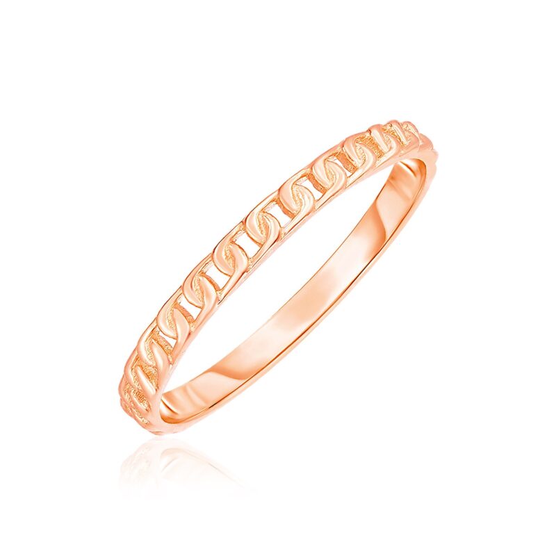 14k Rose Gold Ring with Bead Textured