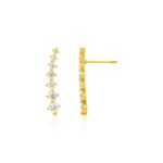 14k Gold Climber Stud Earrings with Cubic Zirconias